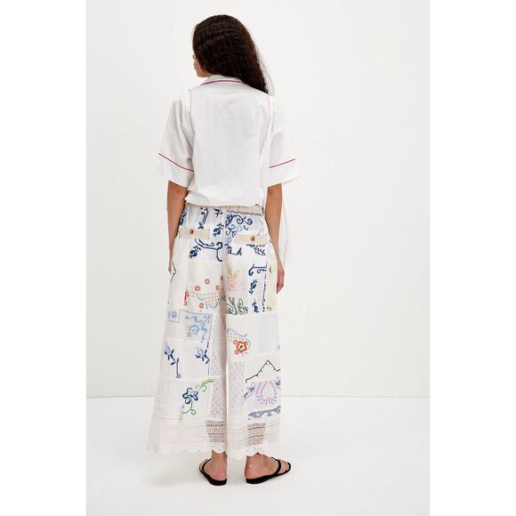 Free People Wallflower Pull-On Pants Embroidered Patchwork Small S NEW - Picture 3 of 4